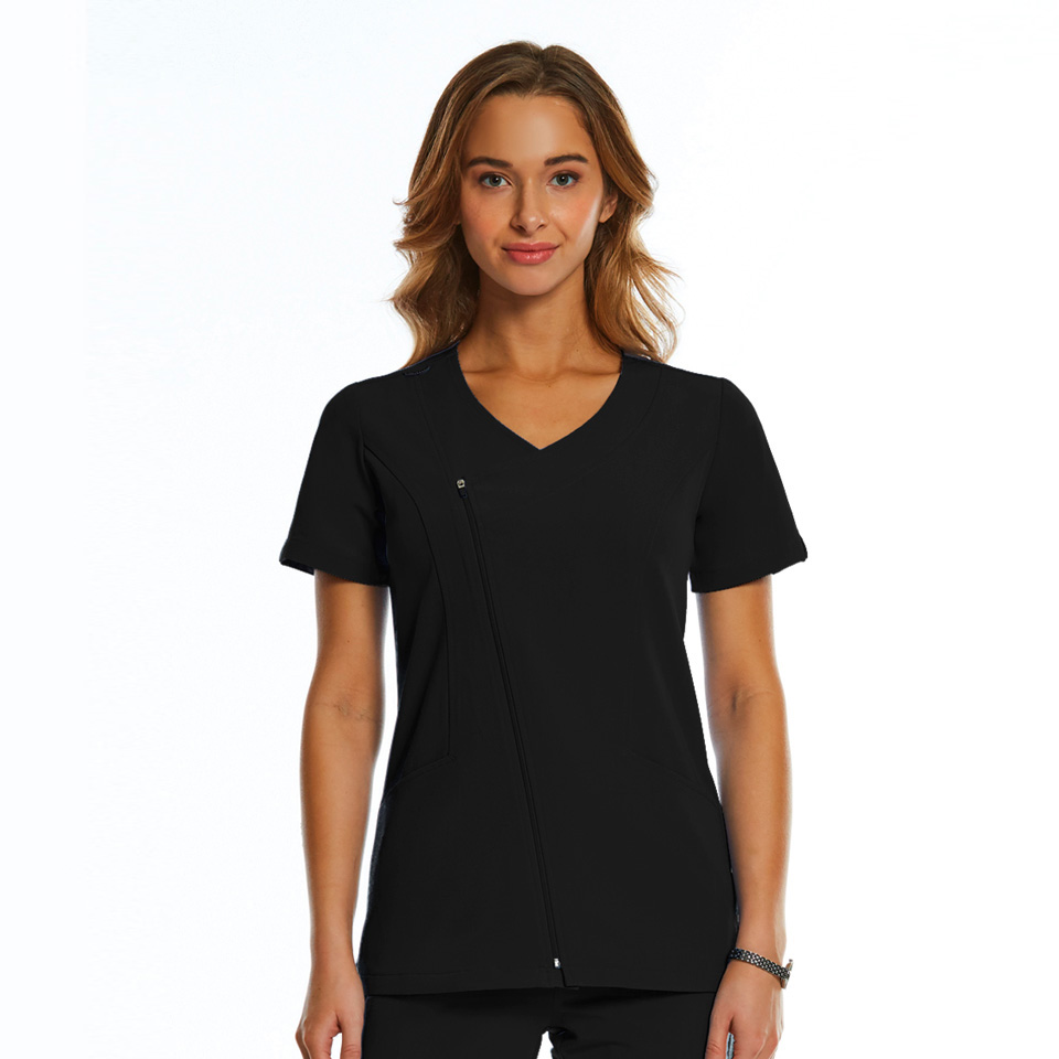 Women  Tops  3801  Womens Dressy Asymmertrical Zipper Top